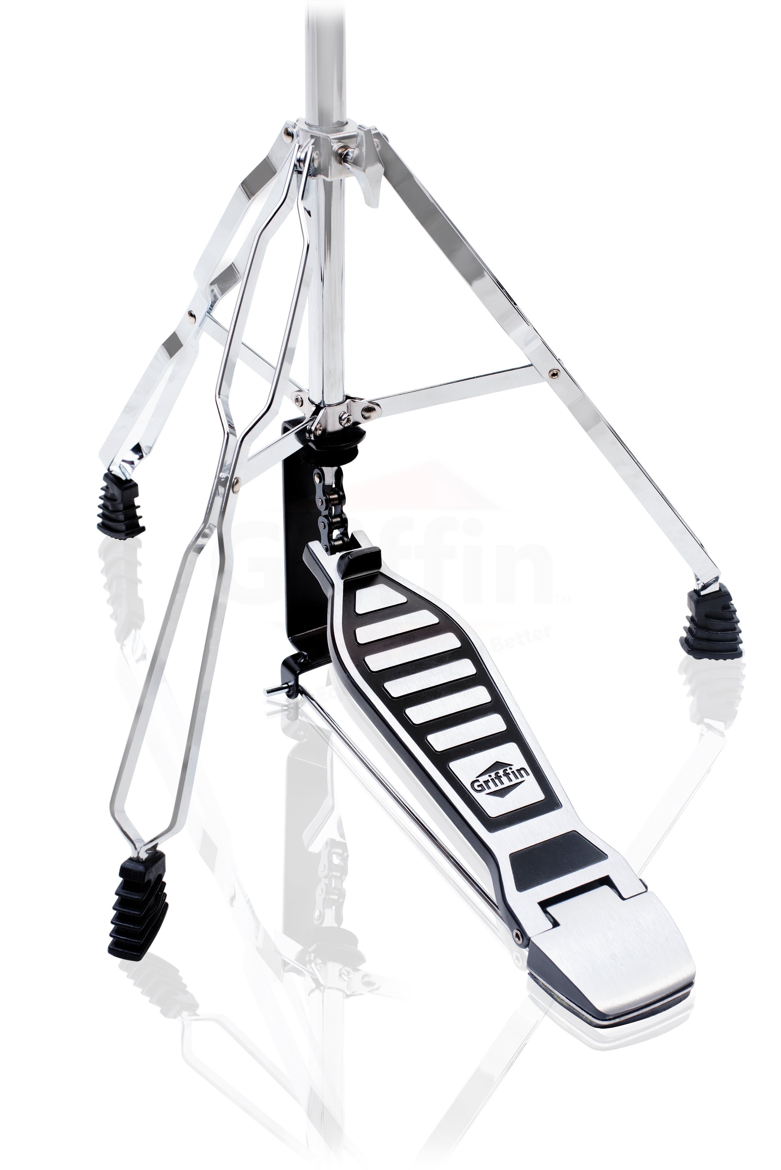 Deluxe Hi-Hat Stand by GRIFFIN | Hi Hat Cymbal Pedal With Pull Chain | HiHat Mount with Chrome Double Braced Hardware Accessory Set | Adjustable High Hat Holder Ideal for Mobile Percussion Drummers GeekStands.com
