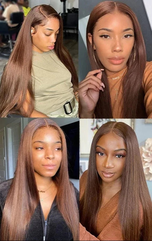 13x4 Lace Front Human Hair Wigs Brazilian 180% Straight Brown Colored Lace Frontal Wigs Remy Wigs For Black Women PrePlucked HOL stores