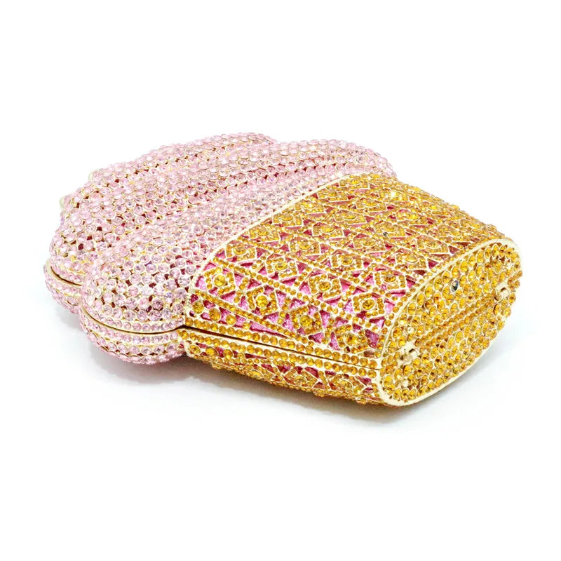 Afgoger Ice-cream Gold Crystal Luxury Designer Handbag Woman Party Purse Tote Bag T&L Fashions Boutique