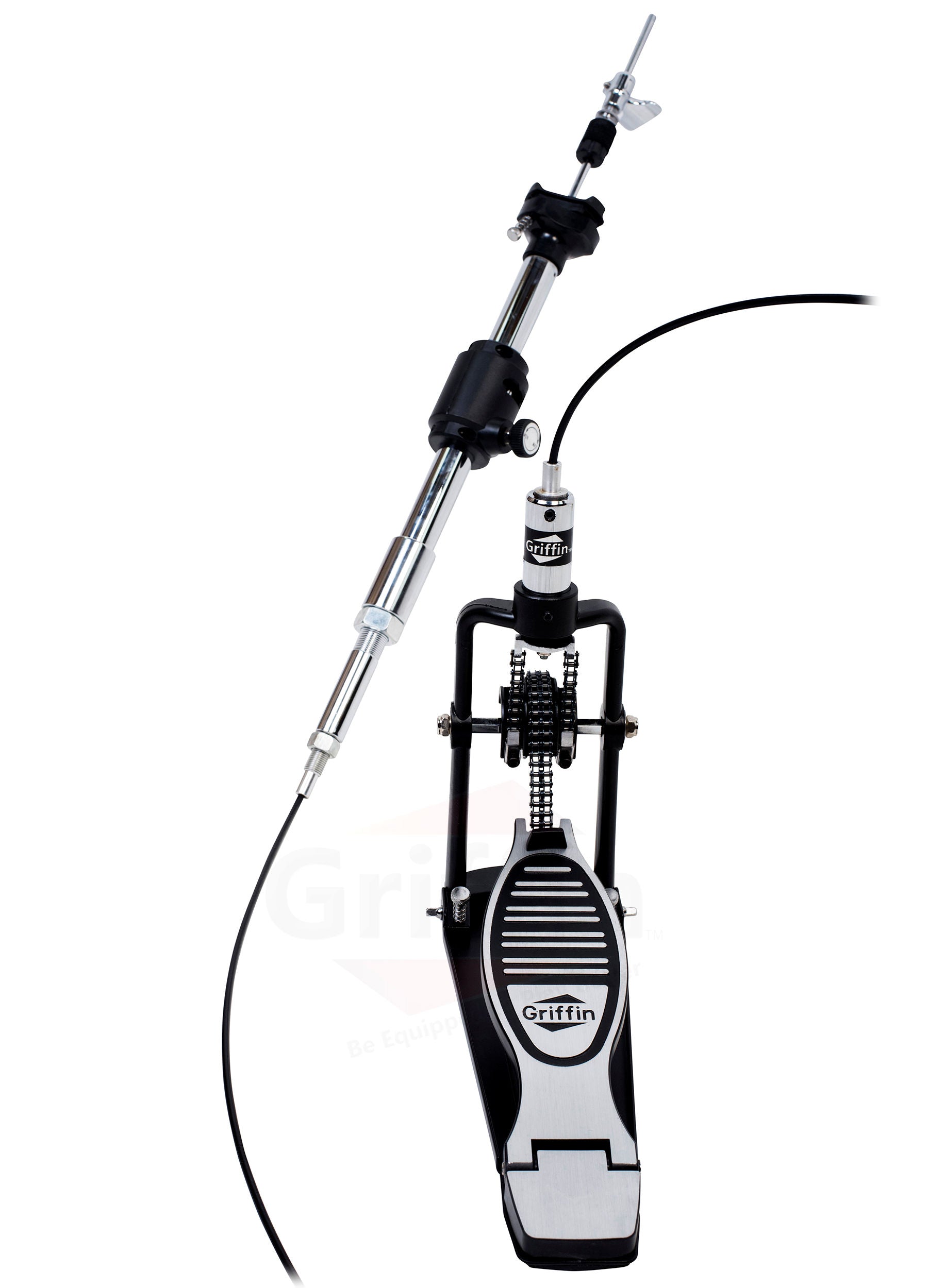Remote Hi Hat Stand with Foot Pedal by GRIFFIN | Drummers Cable Auxiliary Cymbal High Hat Percussion Hardware with Drum Key | Heavy Duty Sturdy HiHat Holder | All Metal Construction Mount Complete Kit GeekStands.com