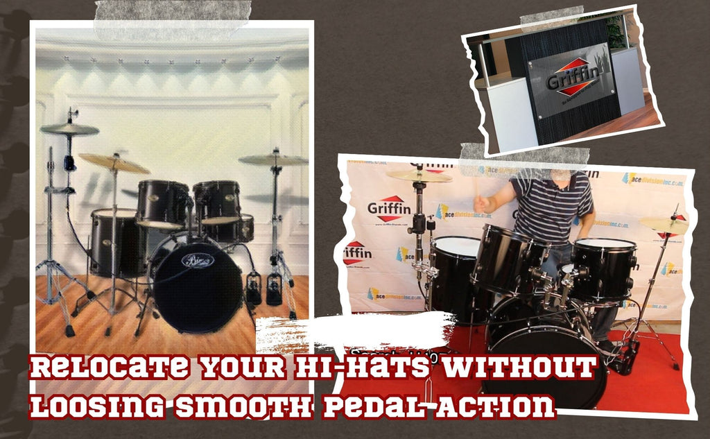 Remote Hi Hat Stand with Foot Pedal by GRIFFIN | Drummers Cable Auxiliary Cymbal High Hat Percussion Hardware with Drum Key | Heavy Duty Sturdy HiHat Holder | All Metal Construction Mount Complete Kit GeekStands.com
