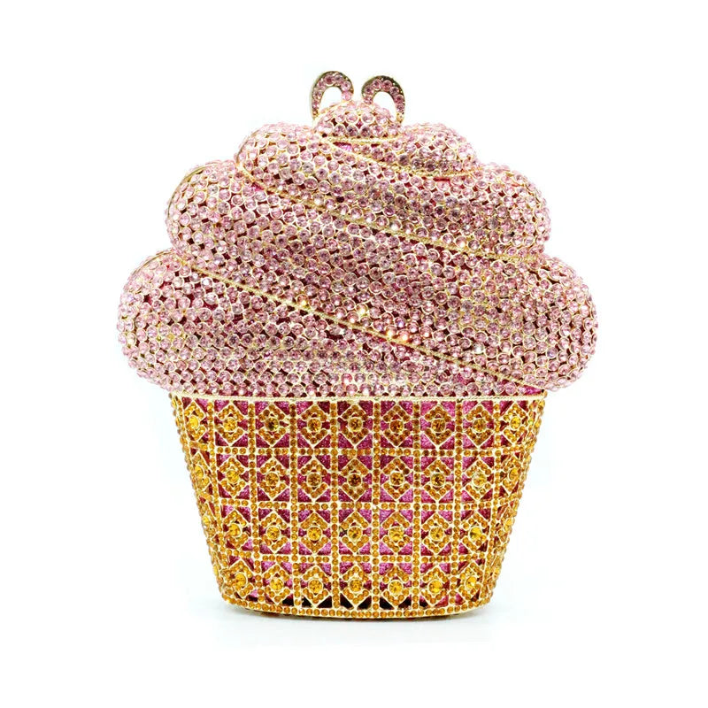 Afgoger Ice-cream Gold Crystal Luxury Designer Handbag Woman Party Purse Tote Bag T&L Fashions Boutique