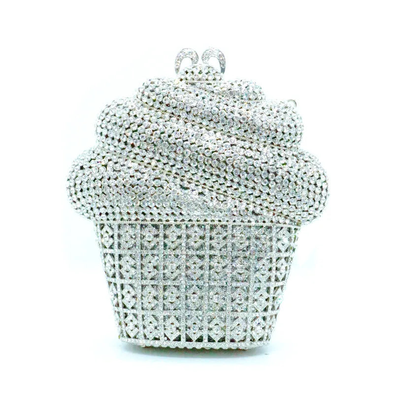 Afgoger Ice-cream Gold Crystal Luxury Designer Handbag Woman Party Purse Tote Bag T&L Fashions Boutique