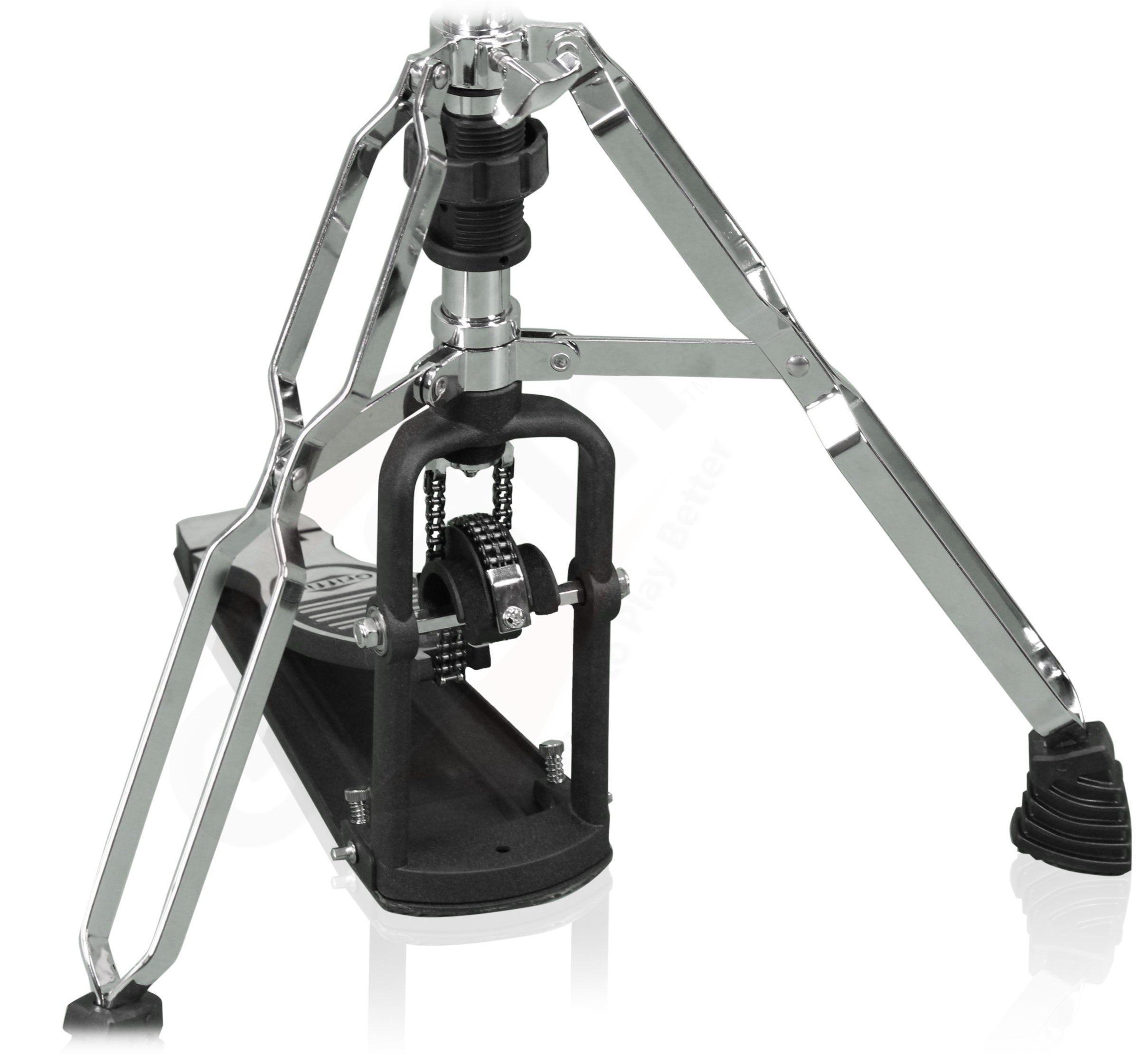 Premium 2 Leg Hi-Hat Stand by GRIFFIN | Heavy Duty Hihat Cymbal Foot Pedal with Drum Key | Folding Two Leg Style Converts to a No Leg High Hat Mount | Double Braced Chrome Percussion Hardware Mount GeekStands.com