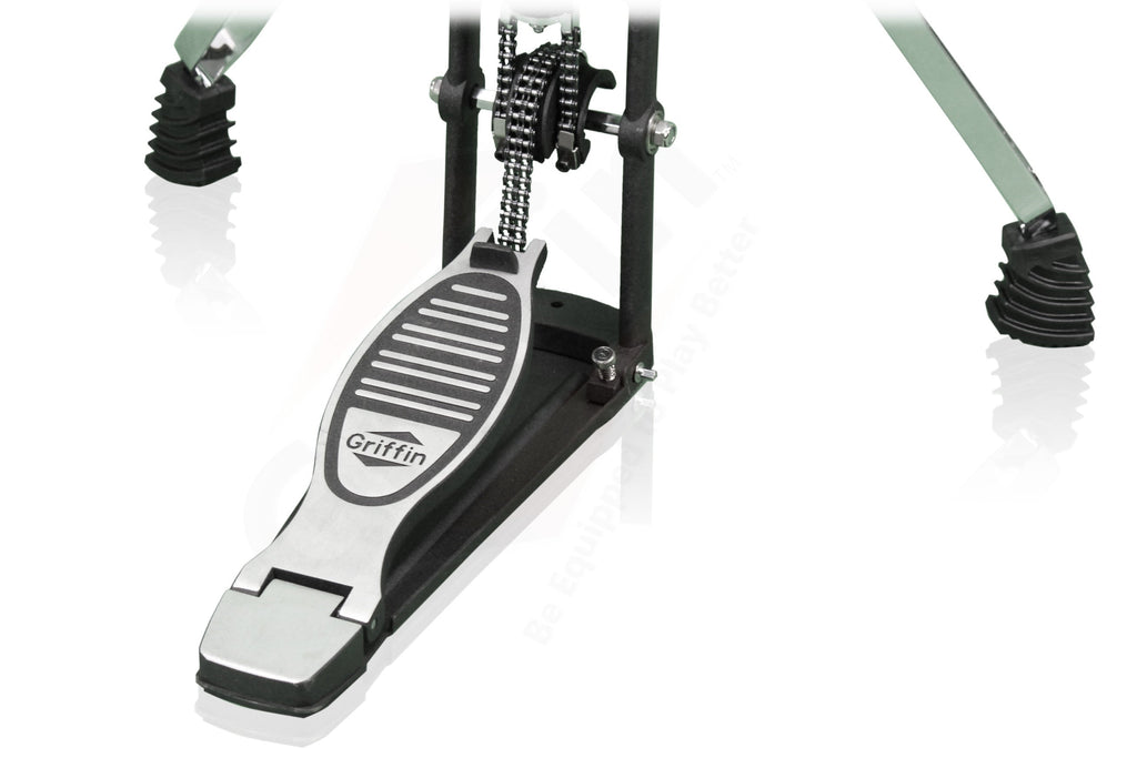Premium 2 Leg Hi-Hat Stand by GRIFFIN | Heavy Duty Hihat Cymbal Foot Pedal with Drum Key | Folding Two Leg Style Converts to a No Leg High Hat Mount | Double Braced Chrome Percussion Hardware Mount GeekStands.com