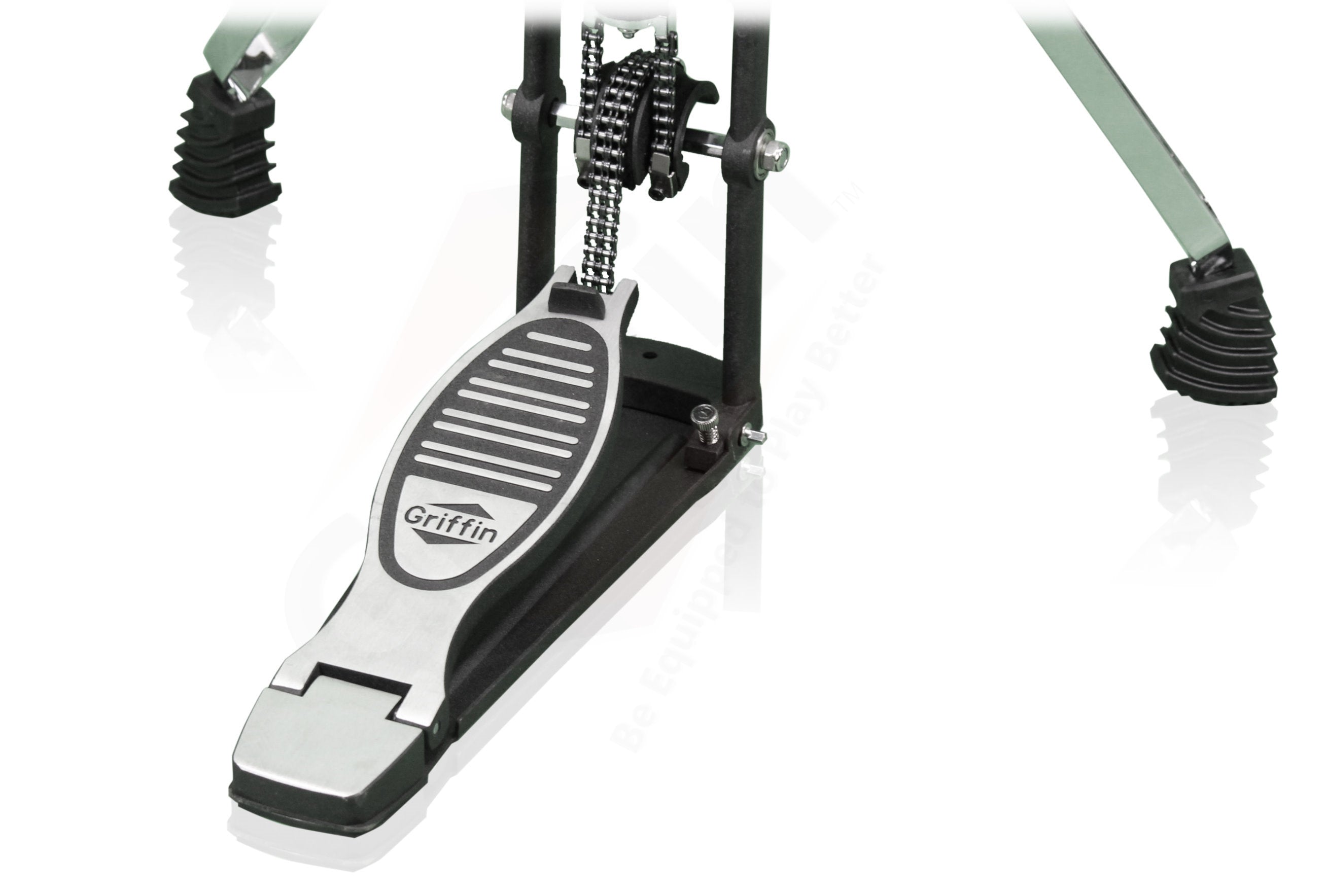 Premium 2 Leg Hi-Hat Stand by GRIFFIN | Heavy Duty Hihat Cymbal Foot Pedal with Drum Key | Folding Two Leg Style Converts to a No Leg High Hat Mount | Double Braced Chrome Percussion Hardware Mount GeekStands.com