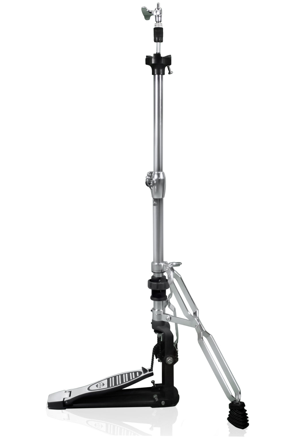 Premium 2 Leg Hi-Hat Stand by GRIFFIN | Heavy Duty Hihat Cymbal Foot Pedal with Drum Key | Folding Two Leg Style Converts to a No Leg High Hat Mount | Double Braced Chrome Percussion Hardware Mount GeekStands.com
