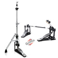 GRIFFIN Deluxe Pack Drum Hardware Kit (2 Piece Set) - Double Kick Drum Bass Pedal & 2-Legged Hi-Hat Stand - Quad-Sided Beater Head, Dual Chain Drive System & Responsive for Metal & Rock Drummers GeekStands.com