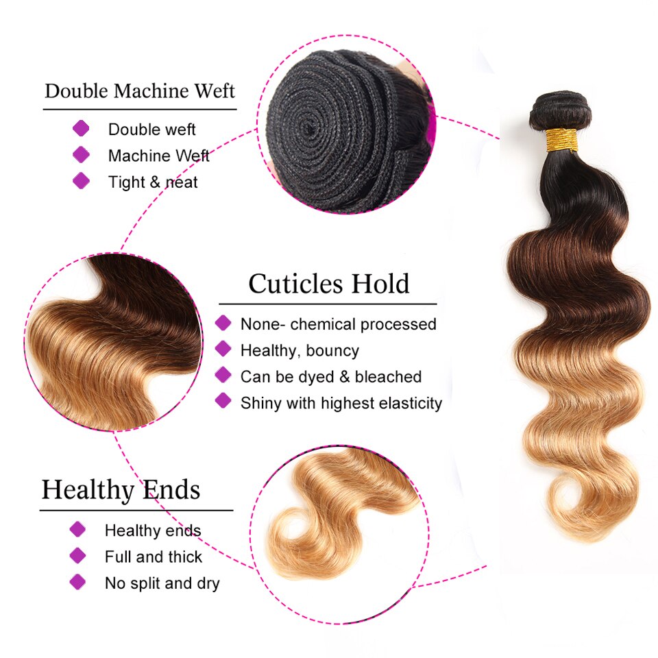 Body Wave Bundles T1b/4/27 Blonde Ombre Human Hair Bundles Deals Remy Hair Extensions Peruvian Brazilian Hair Weave Bundles T&L Fashions Boutique