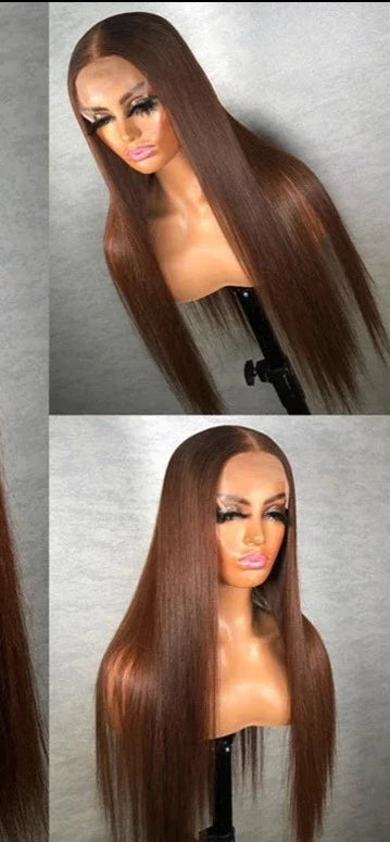 13x4 Lace Front Human Hair Wigs Brazilian 180% Straight Brown Colored Lace Frontal Wigs Remy Wigs For Black Women PrePlucked HOL stores
