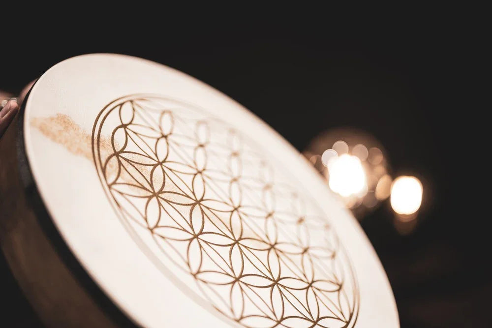 16" Designed Hand Drum, Flower of Life Utah Energy Healing Center