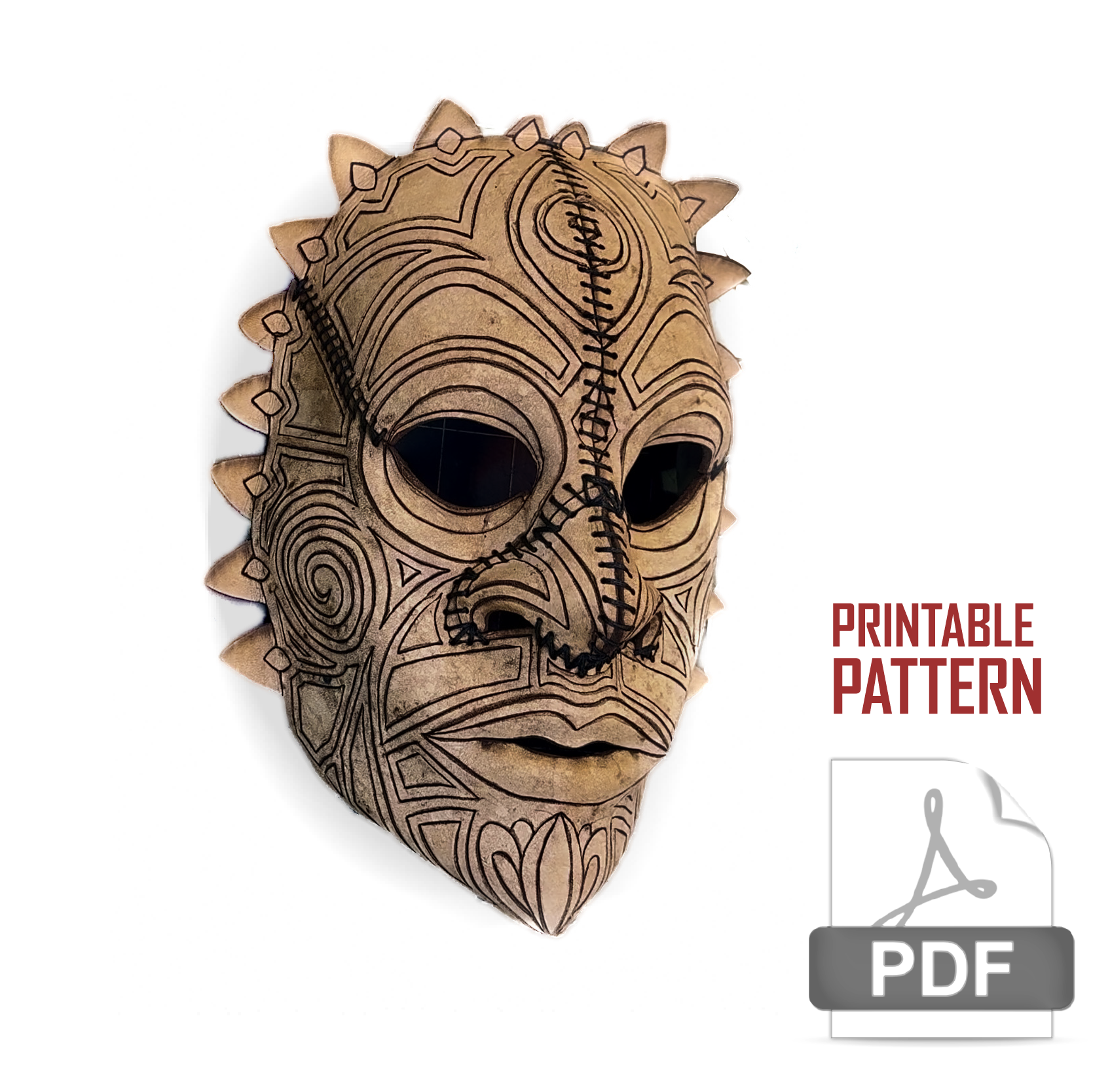 Leather Tribal Mask Printable Pattern Bundle — Intermediate + Advanced Rockwell Masks