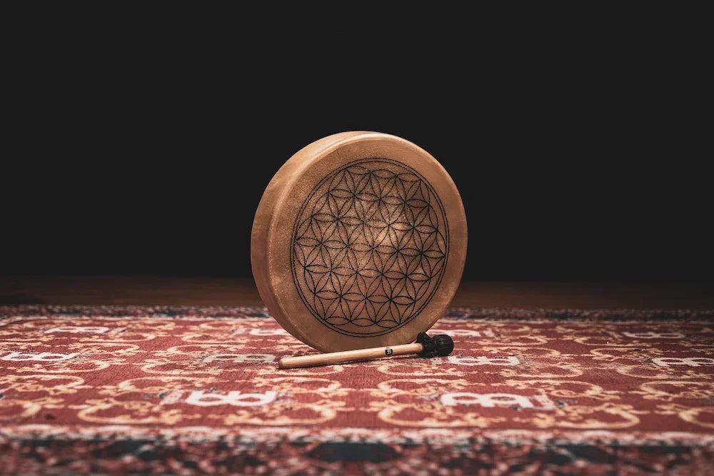 15" Native American-Style Hoop Drum, Flower of Life Utah Energy Healing Center