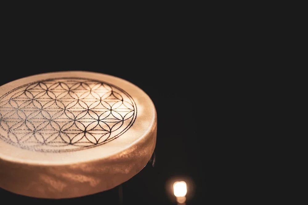 15" Native American-Style Hoop Drum, Flower of Life Utah Energy Healing Center