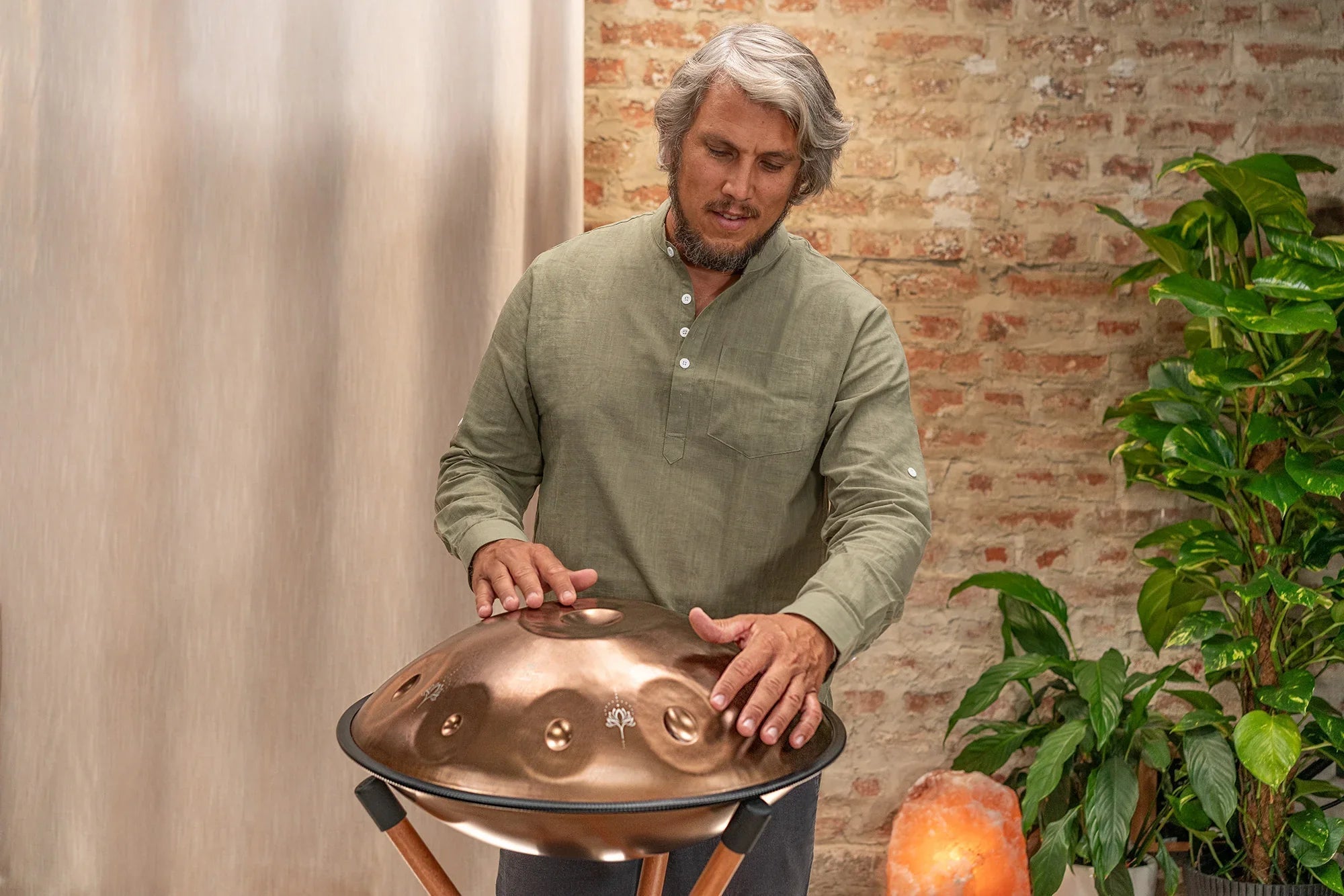 Sensory Handpan, E La Sirena, 10 Notes, Vintage Copper, Engraved Design Utah Energy Healing Center
