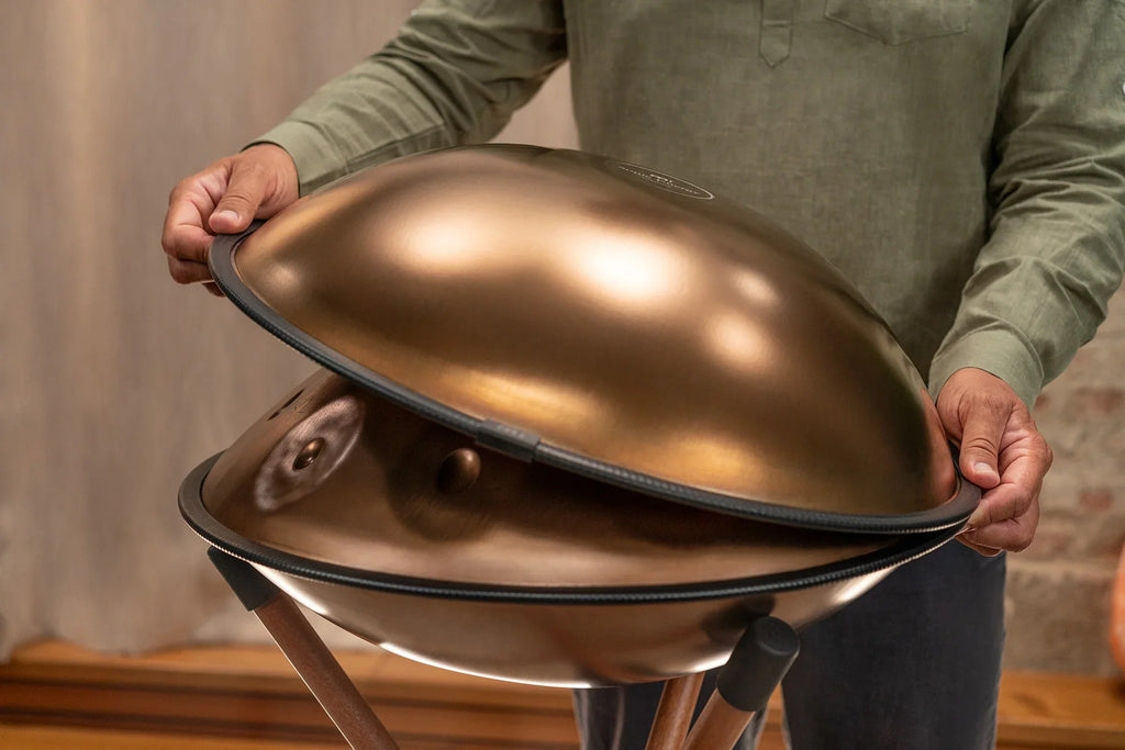 Sensory Handpan, E La Sirena, 10 Notes, Vintage Copper, Engraved Design Utah Energy Healing Center