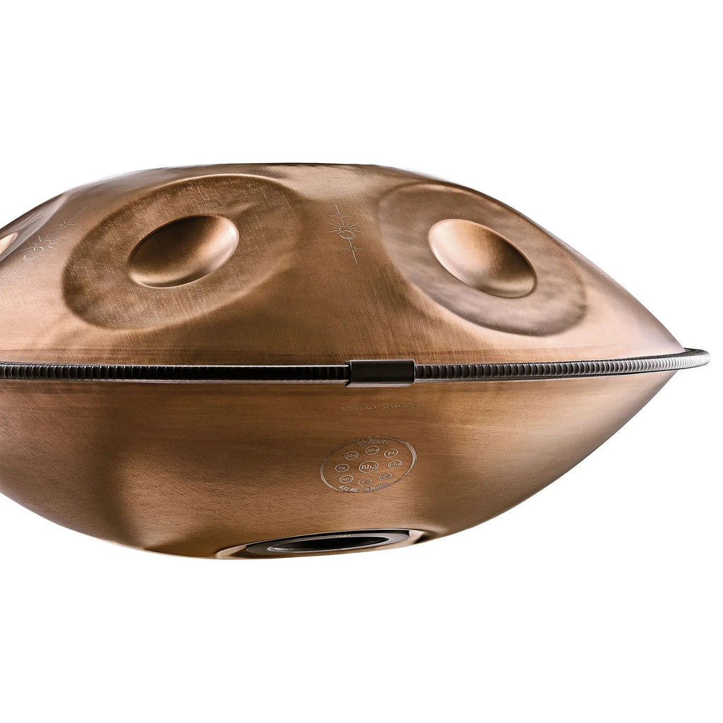 Sensory Handpan, BB2 Amara, 9 Notes, Vintage Copper, Engraved Design Utah Energy Healing Center