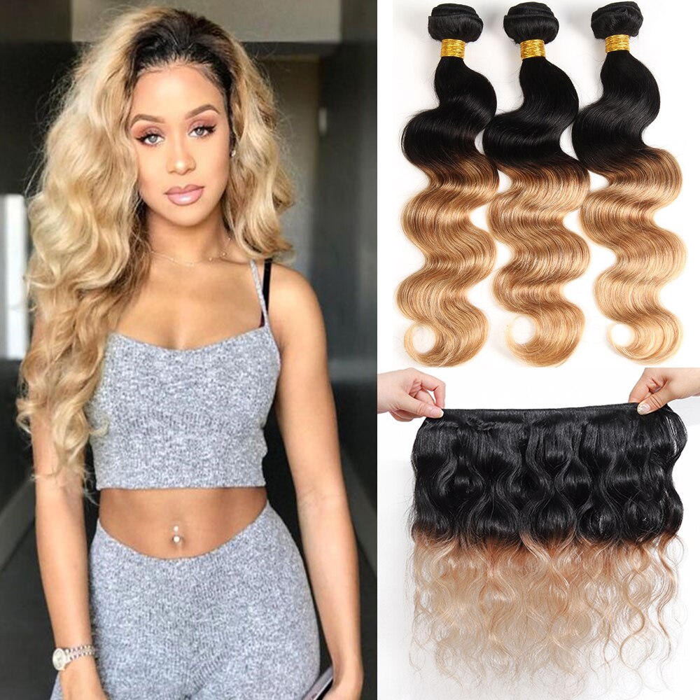 Body Wave Bundles T1b/4/27 Blonde Ombre Human Hair Bundles Deals Remy Hair Extensions Peruvian Brazilian Hair Weave Bundles T&L Fashions Boutique