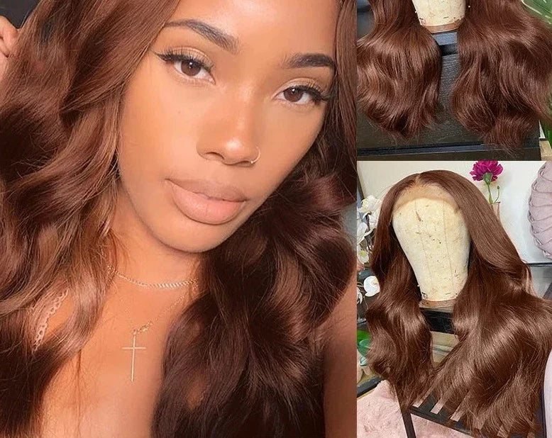 13x4 Lace Front Human Hair Wigs Brazilian 180% Straight Brown Colored Lace Frontal Wigs Remy Wigs For Black Women PrePlucked HOL stores