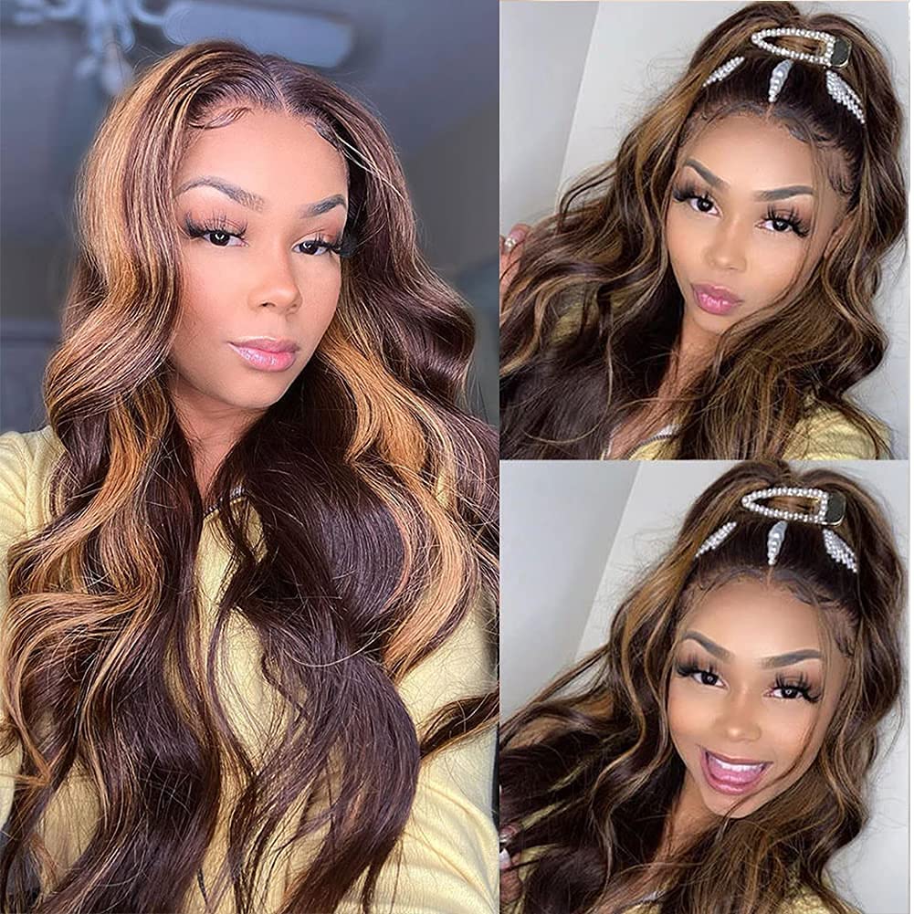 Highlight Wig Human Hair Ombre Lace Front Wig Brazilian Hair Wigs For Black Women 30 Inch Honey Blonde Body Wave Lace Front Wig HOL stores