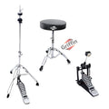 GRIFFIN Drum Hardware Set (3-Piece Kit) - Bass Drum Kick Pedal, Drummer's Throne Seat & Hi-Hat Stand - Deluxe Chrome Percussion Set for Mounting Crash, Ride & Splash Cymbals GeekStands.com