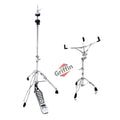 Drum Hardware Set - Hi-Hat Stand & Snare Drum Stand (2-Piece Kit) by GRIFFIN - Hi-Hat Pedal with Pull Chain, Chrome Double-Braced Kit & Mount Basket for Snares, Tom Drums & Practice Pad GeekStands.com