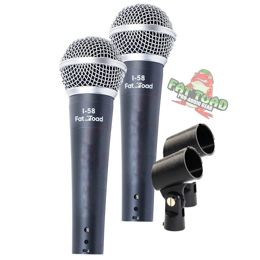 Dynamic Vocal Microphones with Clips (2 Pack) FAT TOAD - Cardioid Handheld, Unidirectional Mic - Singing Wired Microphone for Music Stage Instrument GeekStands.com