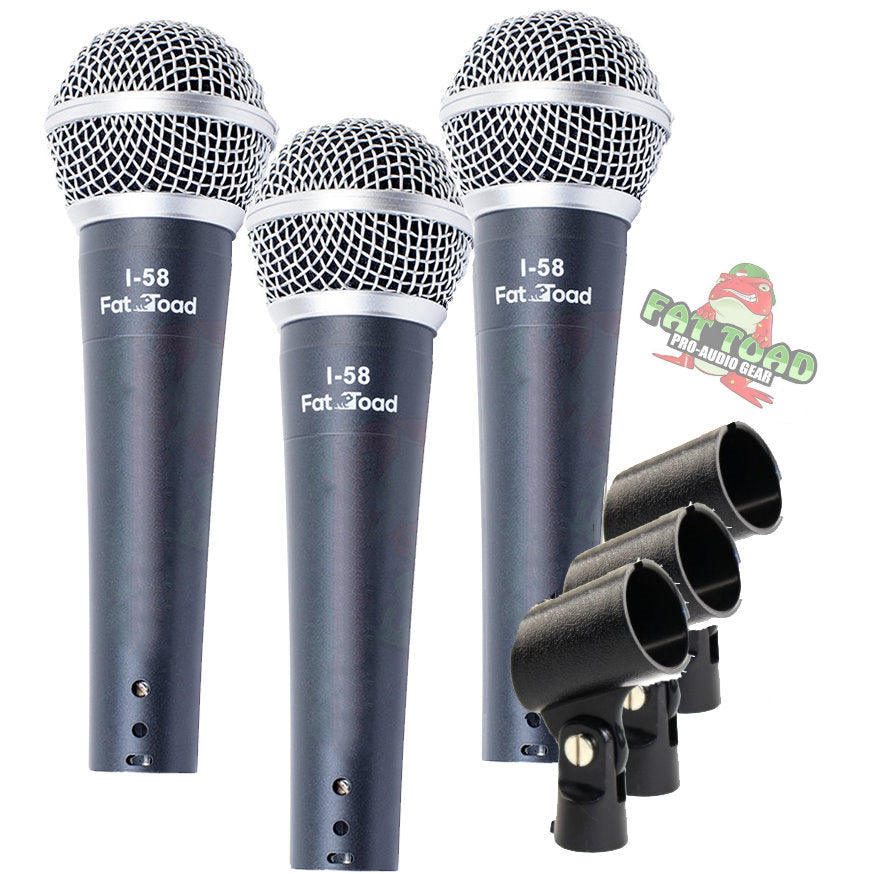 Vocal Handheld Microphones & Clips (3 Pack) by FAT TOAD - Cardioid Dynamic, Wired Instrument Mic - Singing Microphone for Live Streaming, Music Stage GeekStands.com