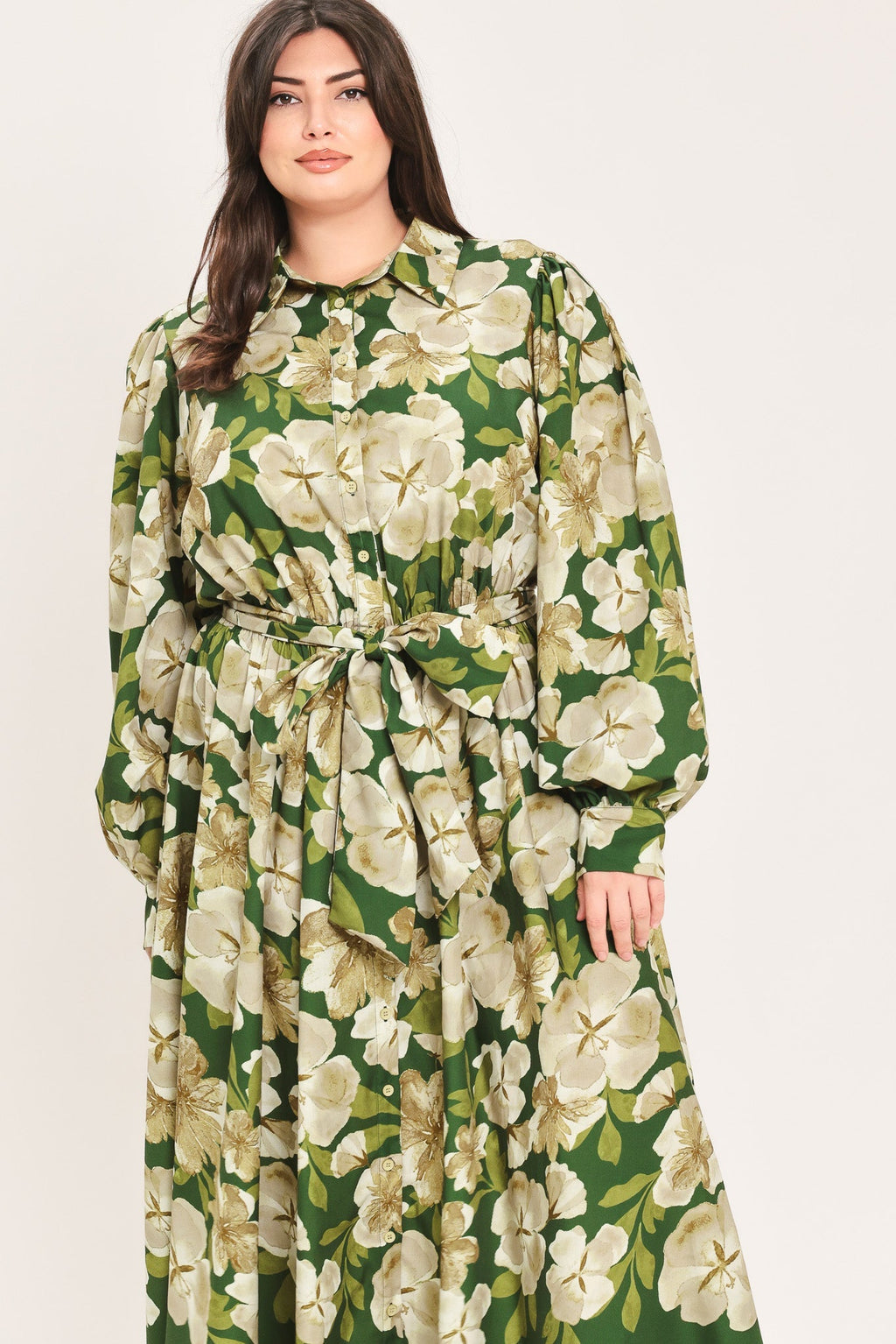 EVERGREEN CAMELLIA DREAM WOVEN MIDI SHIRT DRESS Flying Tomato