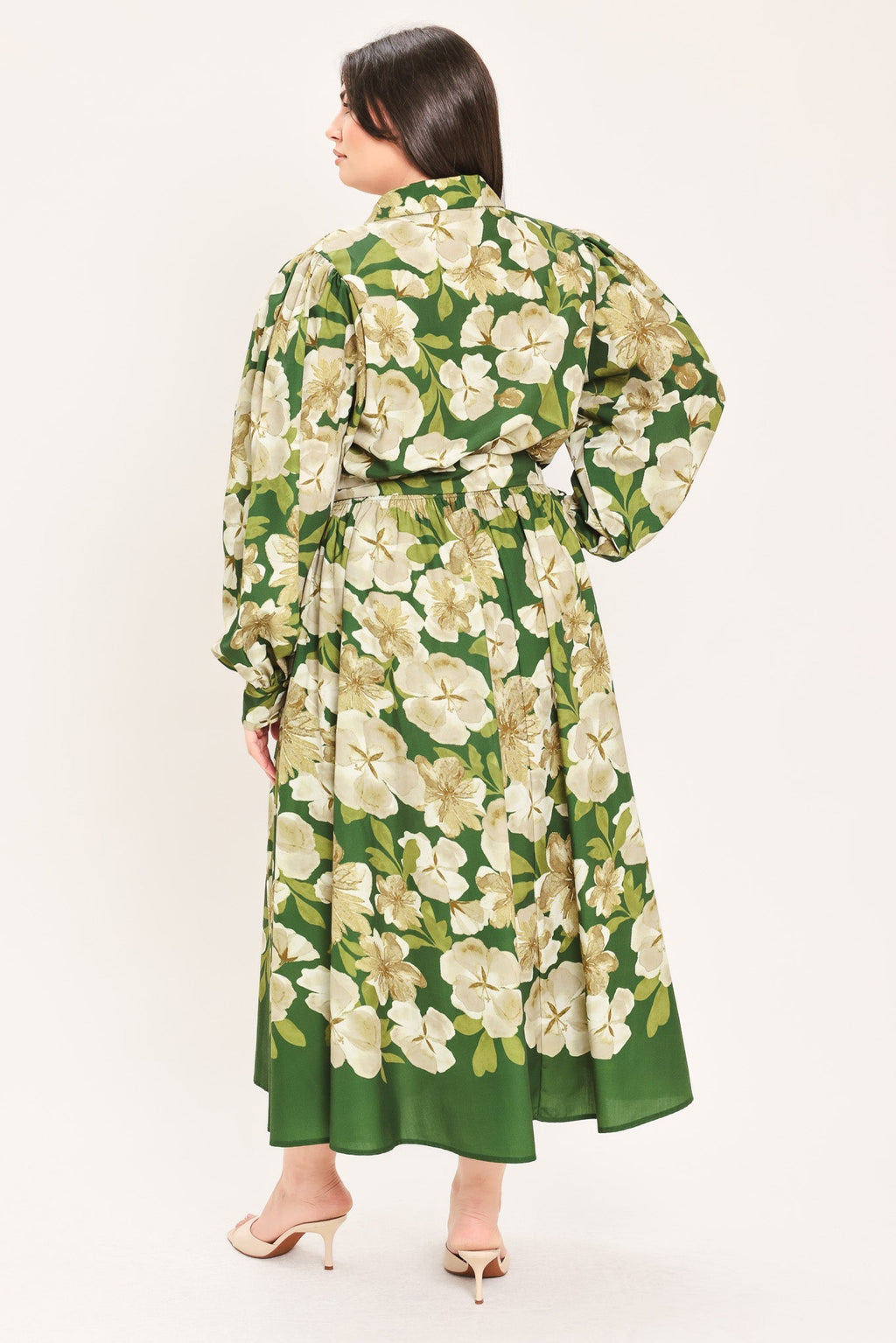 EVERGREEN CAMELLIA DREAM WOVEN MIDI SHIRT DRESS Flying Tomato