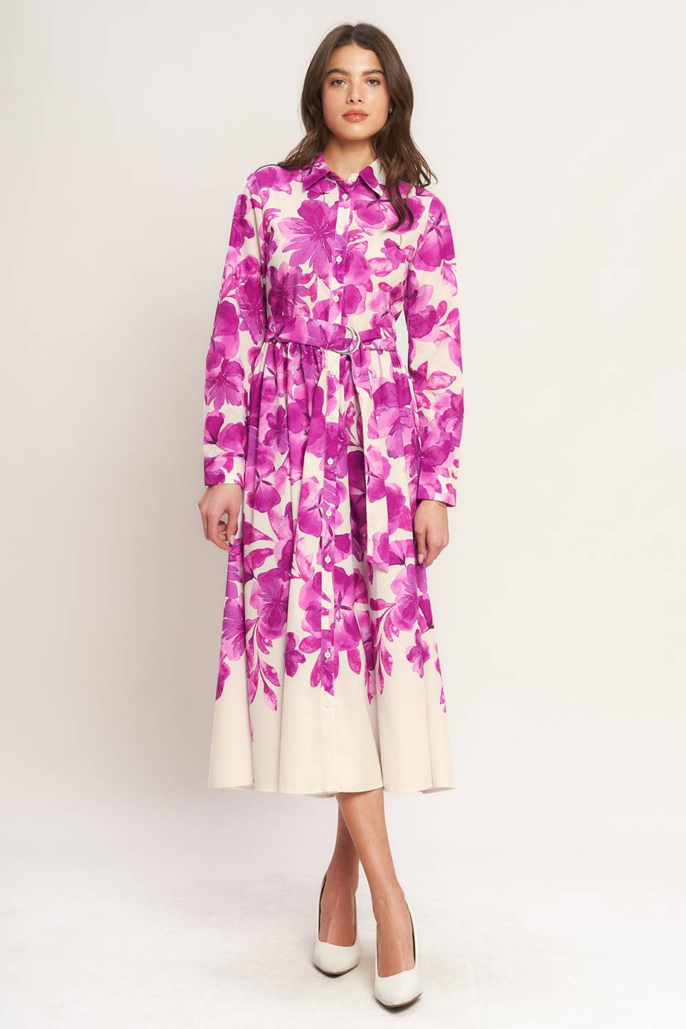 EVERGREEN CAMELLIA DREAM WOVEN MIDI SHIRT DRESS Flying Tomato