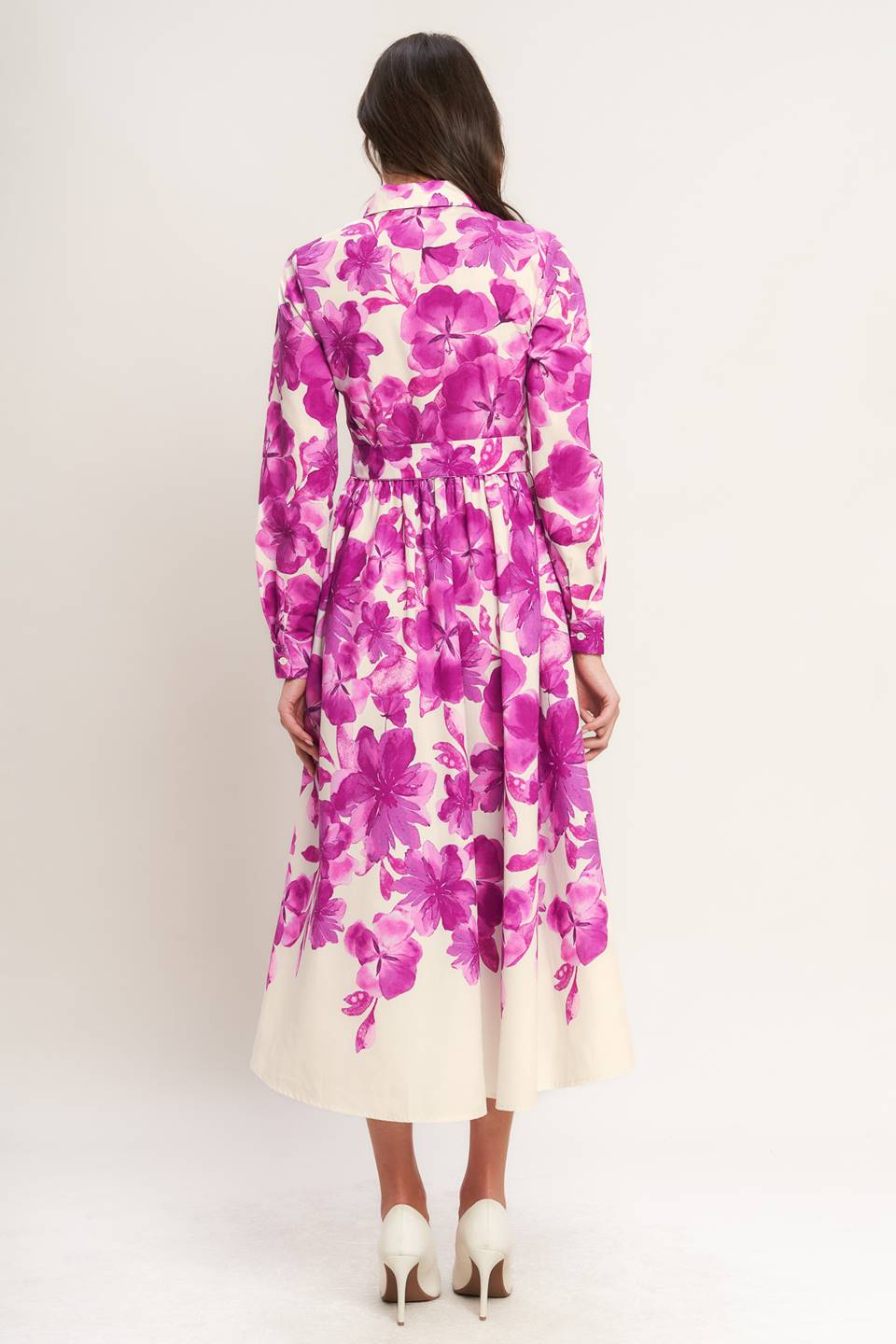 EVERGREEN CAMELLIA DREAM WOVEN MIDI SHIRT DRESS Flying Tomato