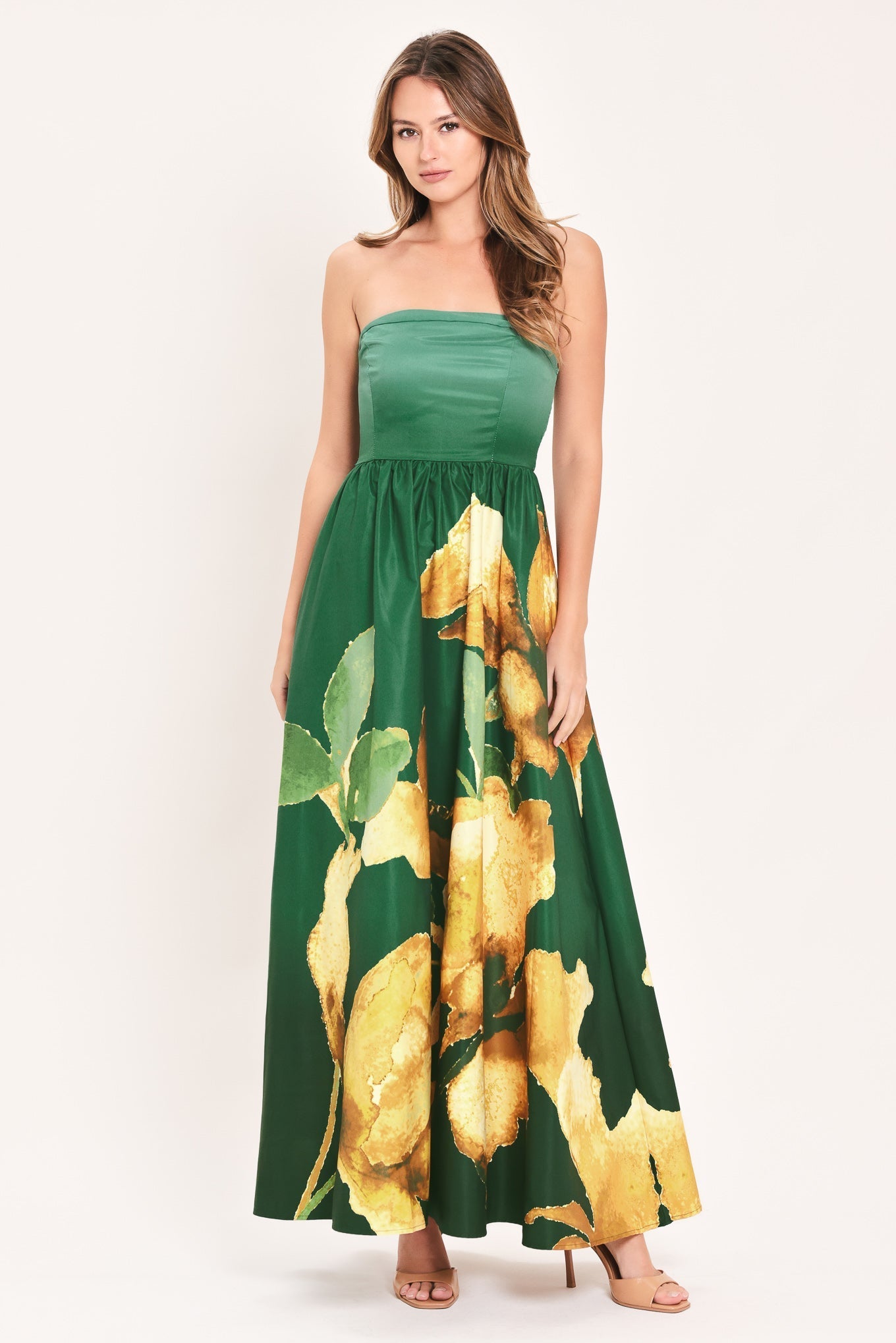 GOLDEN ROSE AFTERGLOW WOVEN MAXI DRESS Flying Tomato