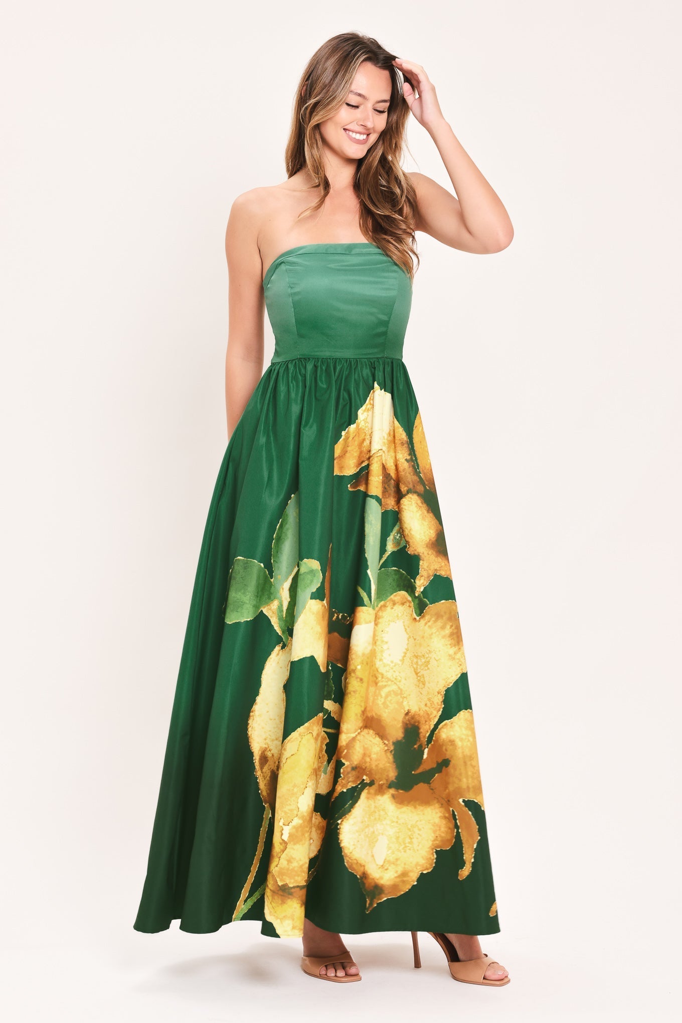 GOLDEN ROSE AFTERGLOW WOVEN MAXI DRESS Flying Tomato