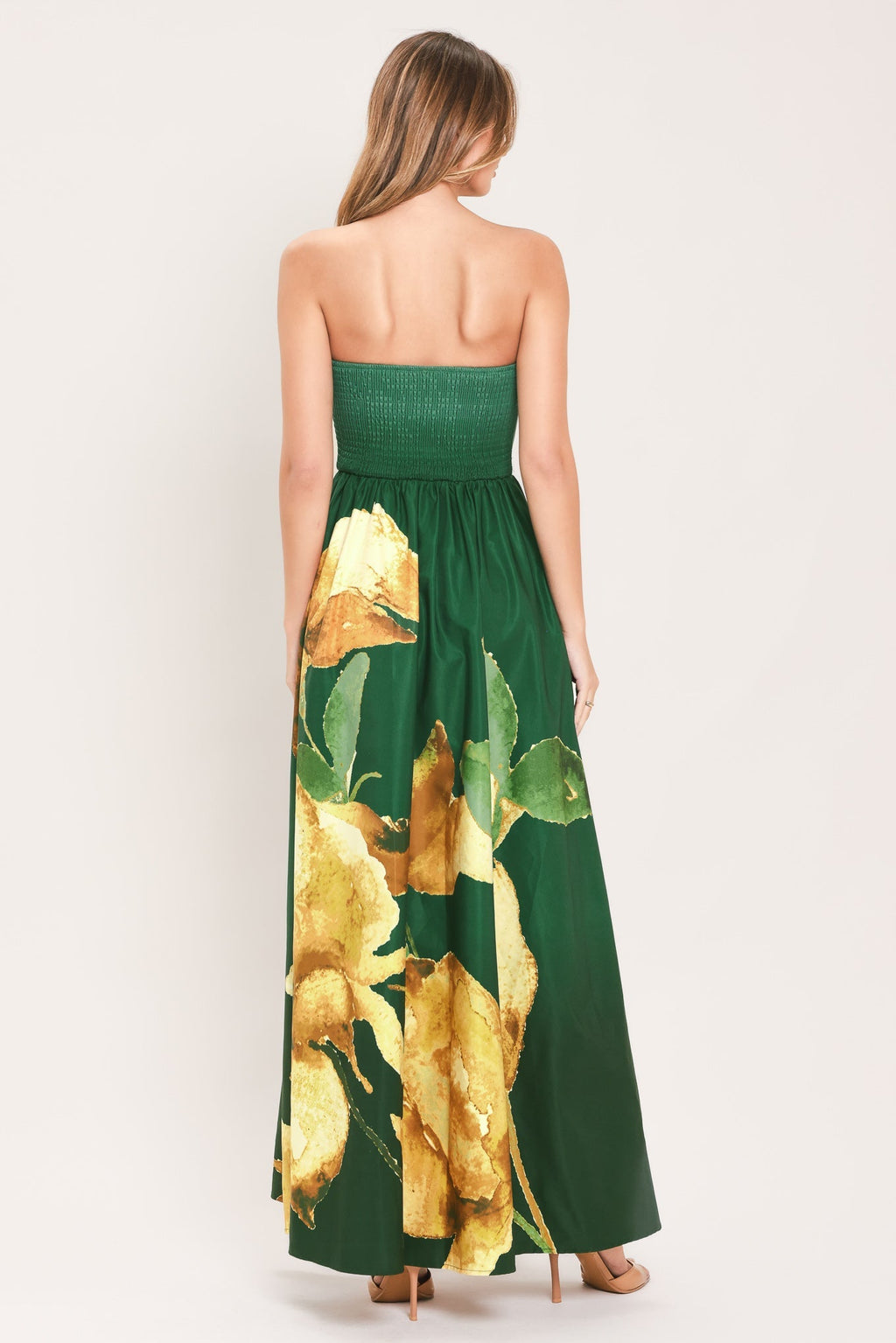 GOLDEN ROSE AFTERGLOW WOVEN MAXI DRESS Flying Tomato