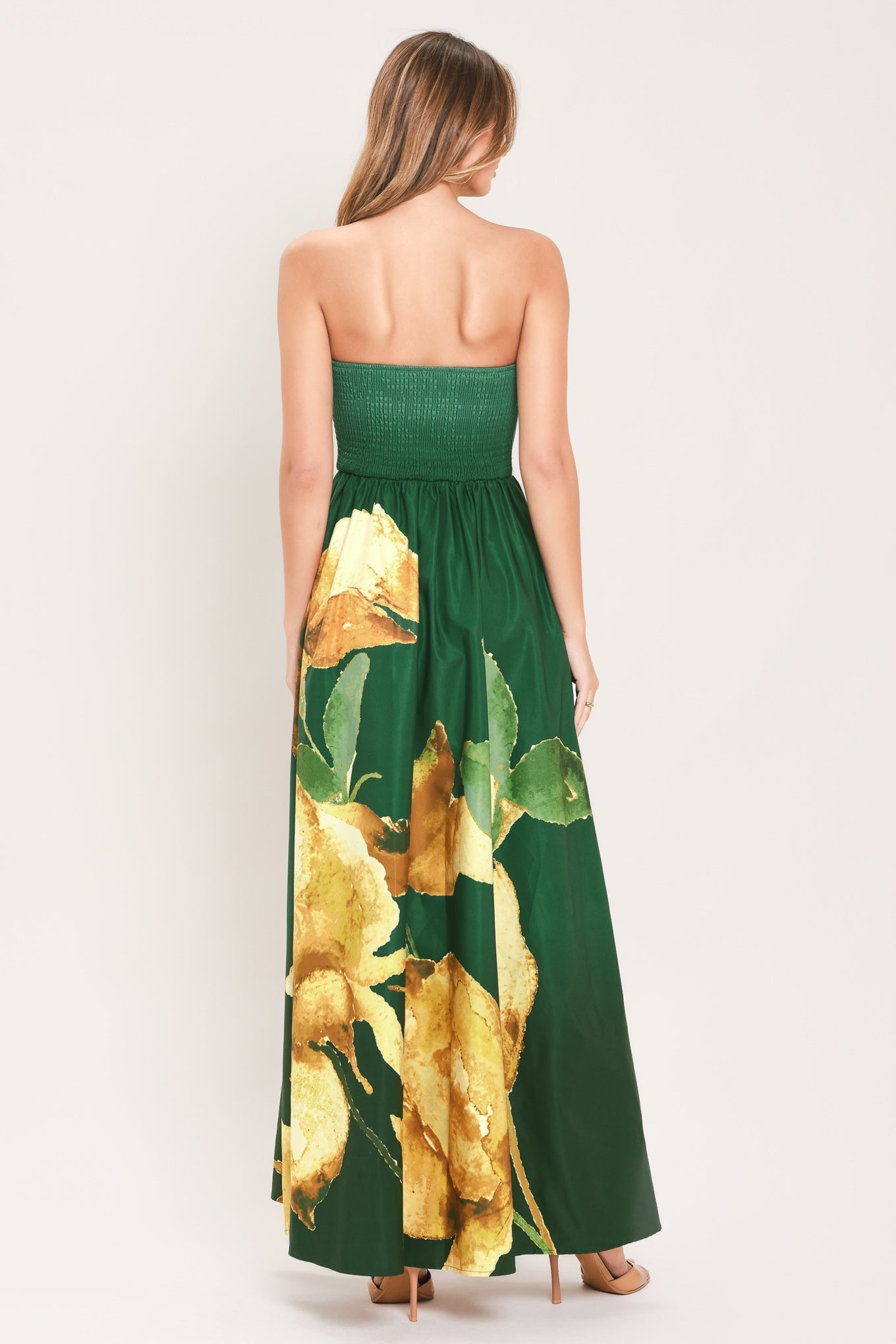 GOLDEN ROSE AFTERGLOW WOVEN MAXI DRESS Flying Tomato