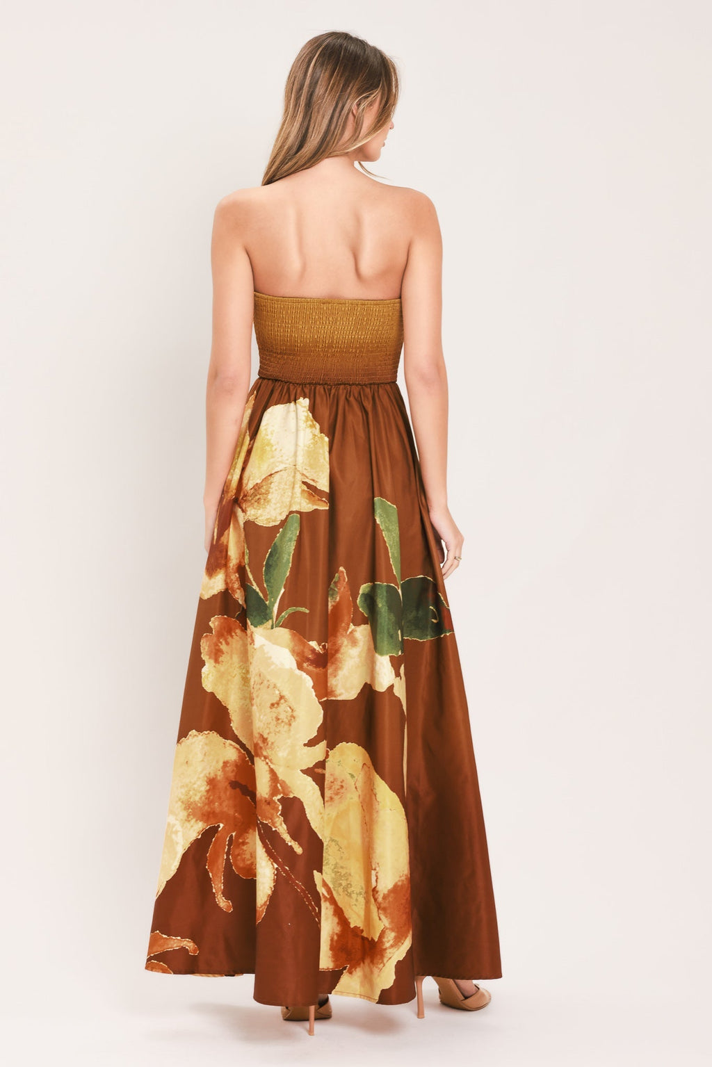 GOLDEN ROSE AFTERGLOW WOVEN MAXI DRESS Flying Tomato