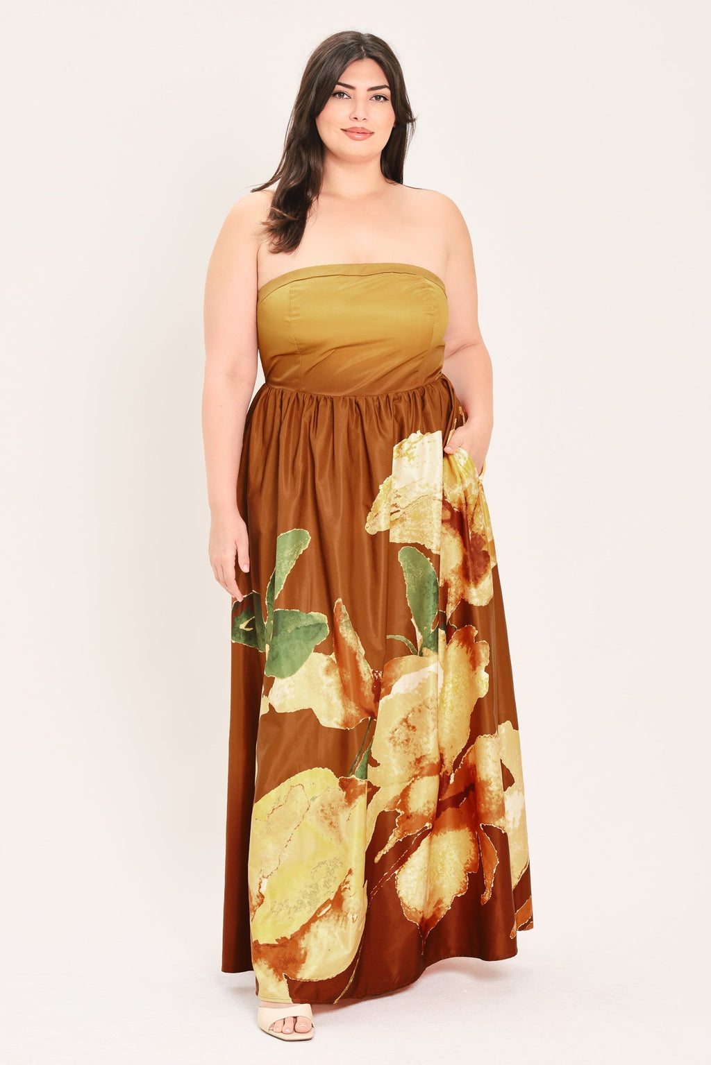 GOLDEN ROSE AFTERGLOW WOVEN MAXI DRESS Flying Tomato