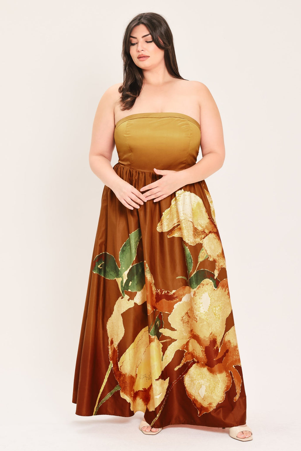 GOLDEN ROSE AFTERGLOW WOVEN MAXI DRESS Flying Tomato