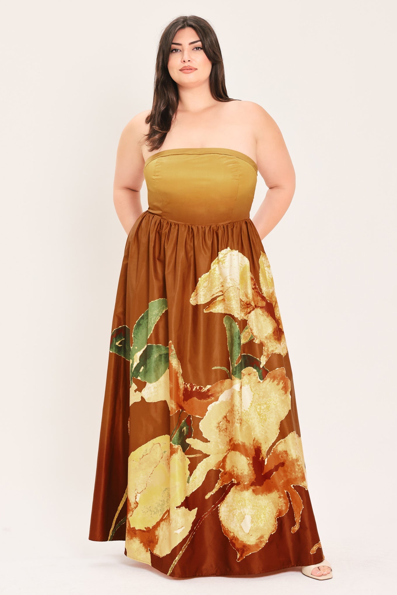GOLDEN ROSE AFTERGLOW WOVEN MAXI DRESS Flying Tomato