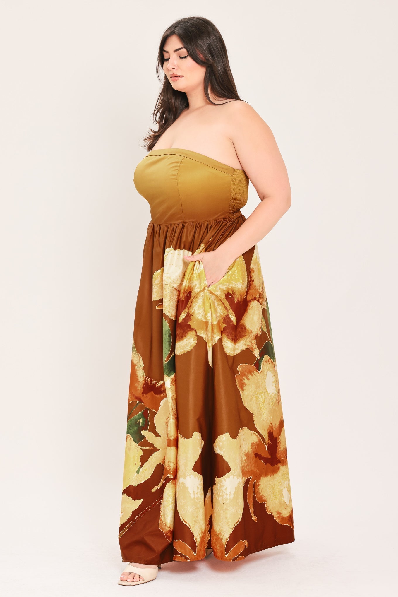 GOLDEN ROSE AFTERGLOW WOVEN MAXI DRESS Flying Tomato