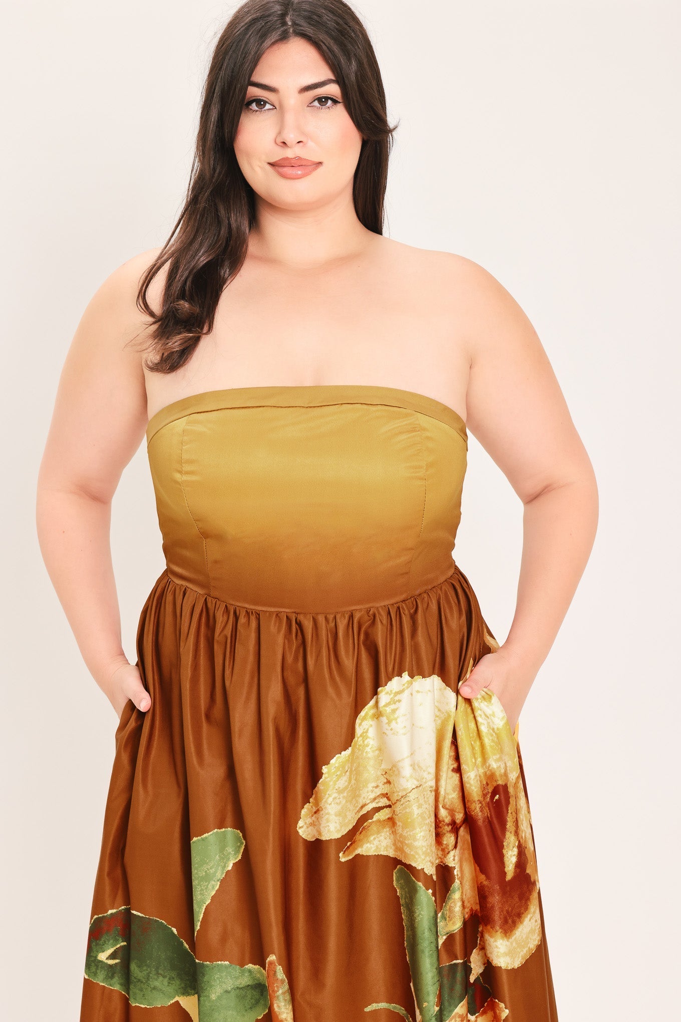 GOLDEN ROSE AFTERGLOW WOVEN MAXI DRESS Flying Tomato