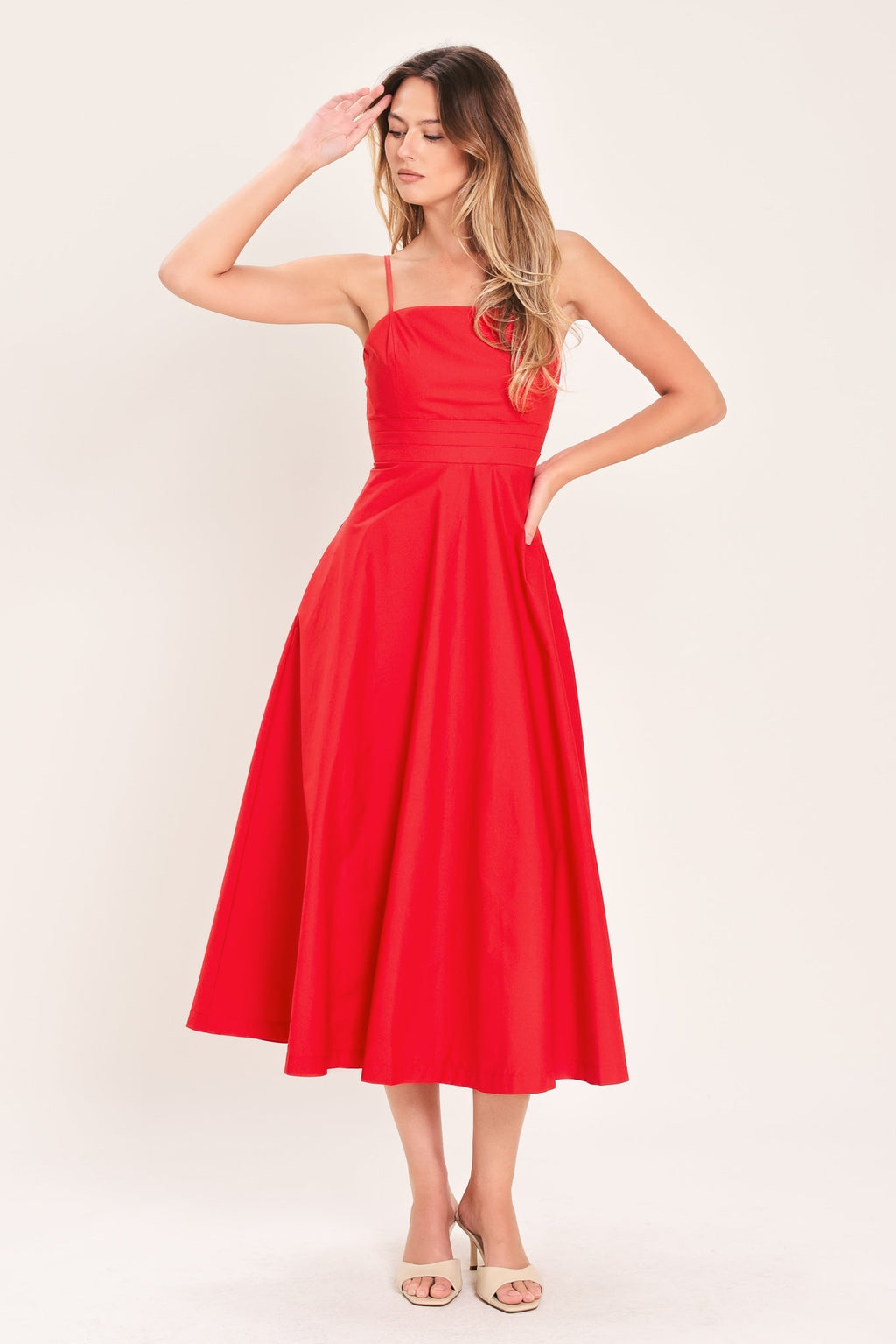 MODERN ROMANCE WOVEN MIDI DRESS Flying Tomato