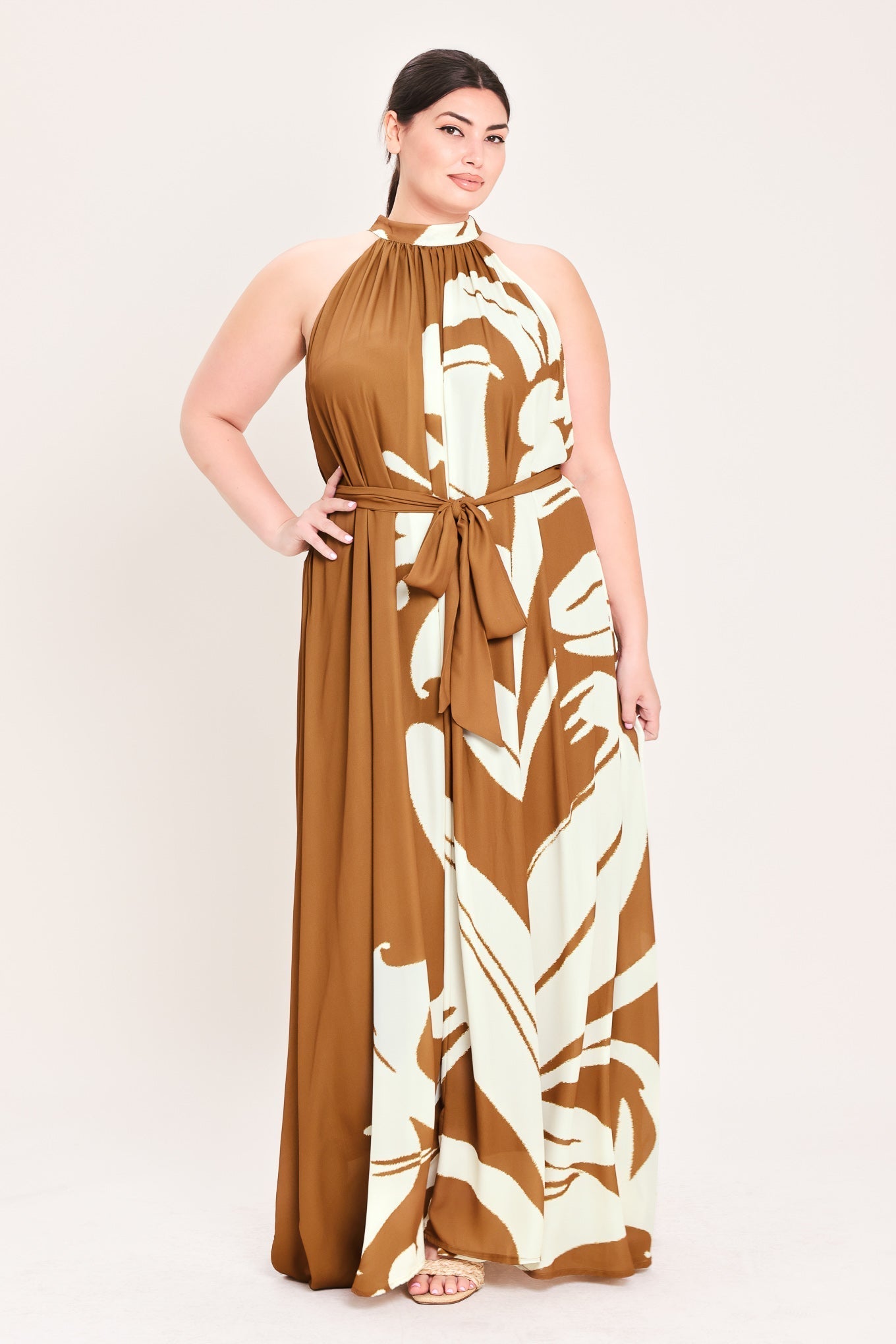 MOCHA SERENITY WOVEN MAXI DRESS Flying Tomato