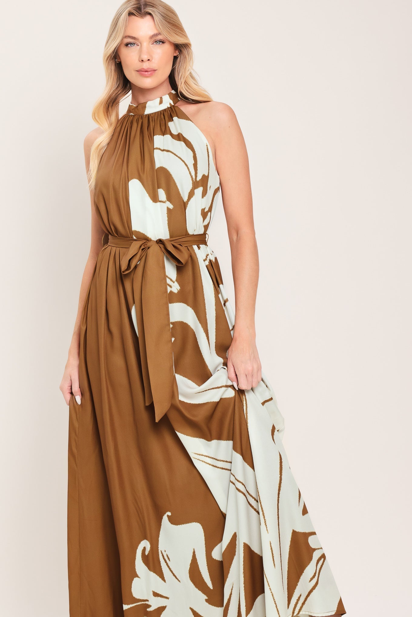 MOCHA SERENITY WOVEN MAXI DRESS Flying Tomato