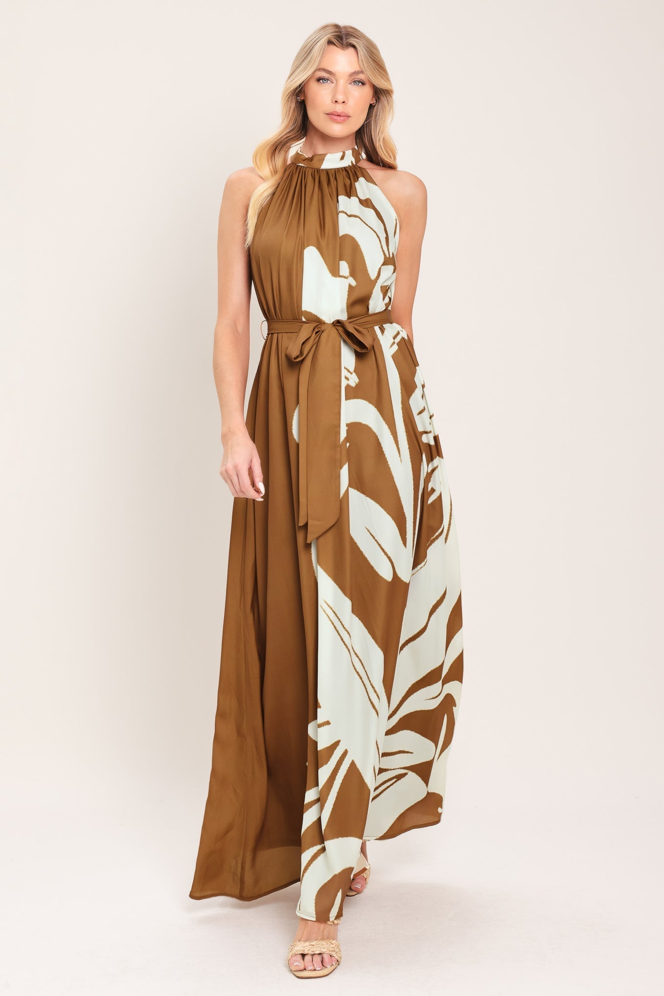 MOCHA SERENITY WOVEN MAXI DRESS Flying Tomato