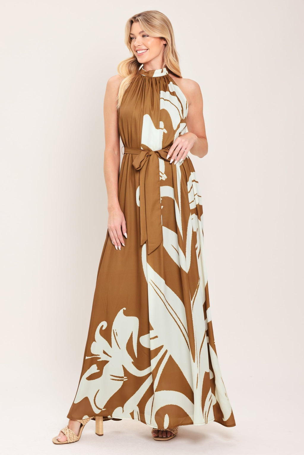 MOCHA SERENITY WOVEN MAXI DRESS Flying Tomato