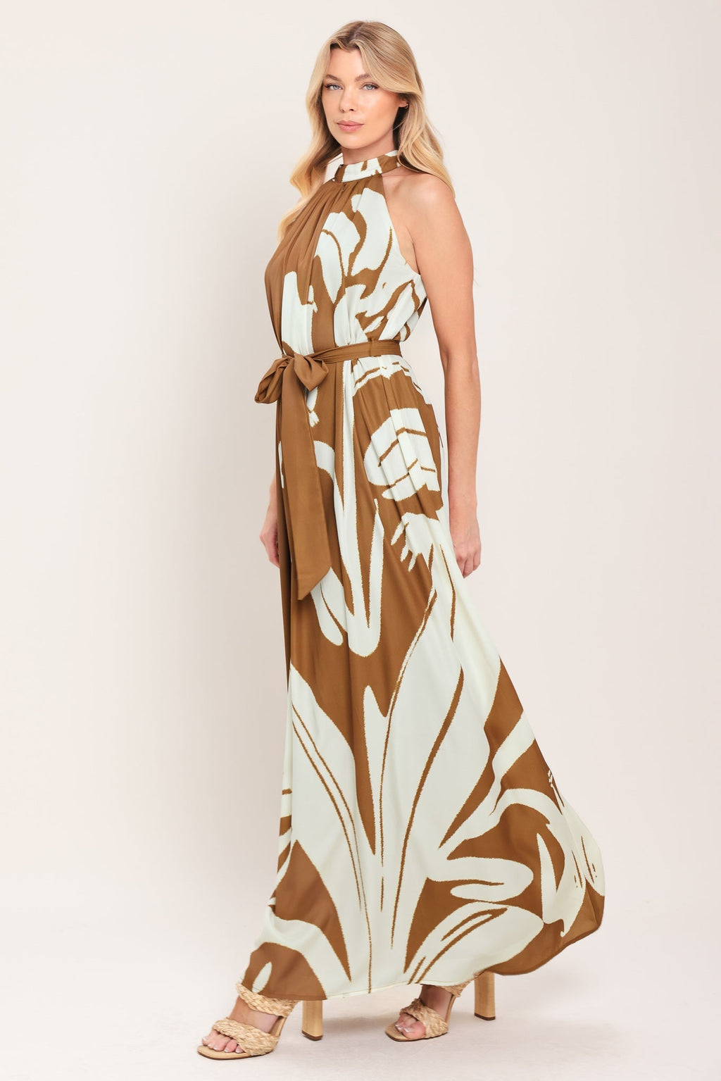 MOCHA SERENITY WOVEN MAXI DRESS Flying Tomato