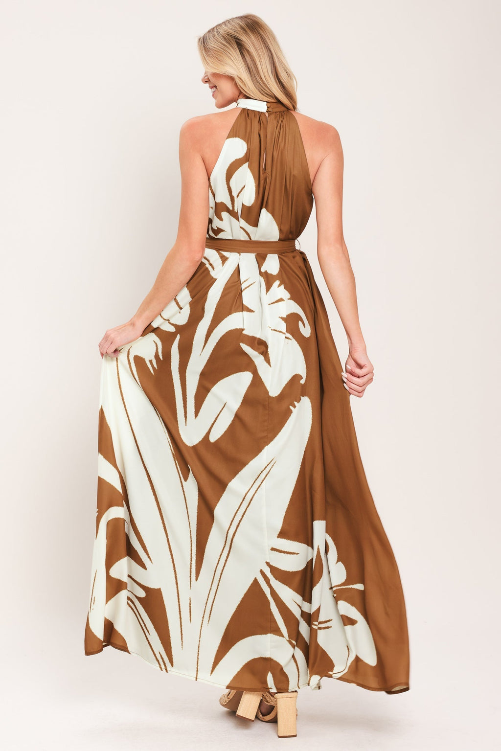 MOCHA SERENITY WOVEN MAXI DRESS Flying Tomato