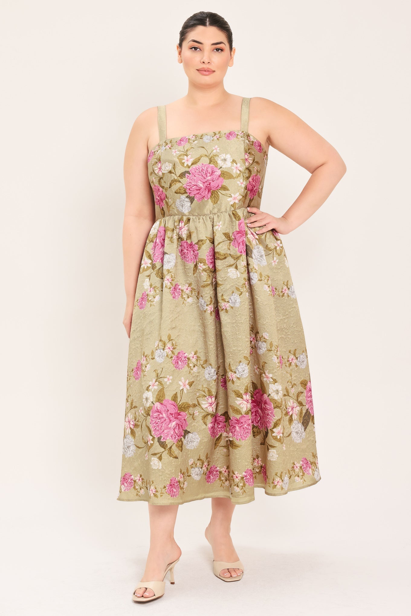 SWEET PEONY MORNING WOVEN MIDI DRESS Flying Tomato